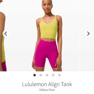 Lululemon Align Yellow Pear tank size 10 light wash wear and cracking on logo